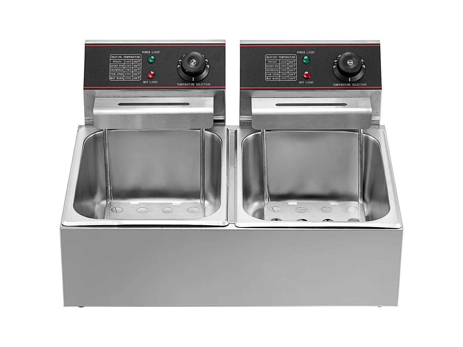 Friteuse SucceBuy 5000W 12L Friteuse Électrique Commerciale à Double Réservoir en Acier Inoxydable