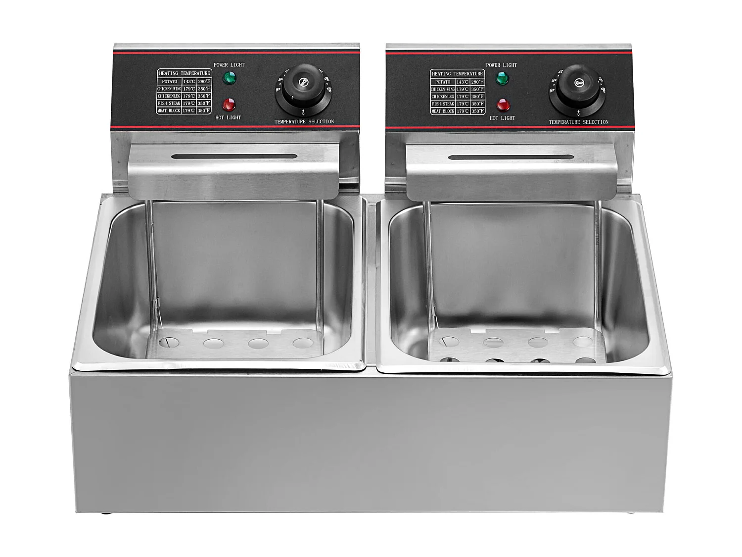 Friteuse SucceBuy 5000W 12L Friteuse Électrique Commerciale à Double Réservoir en Acier Inoxydable