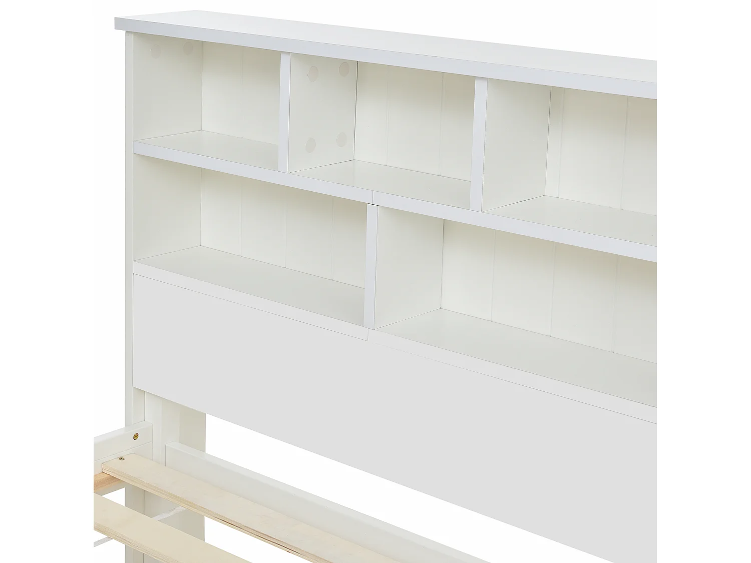 Cama individual 90x200 cm - Cama de criança com gavetas e estrado de ripas - com armário aberto - branca