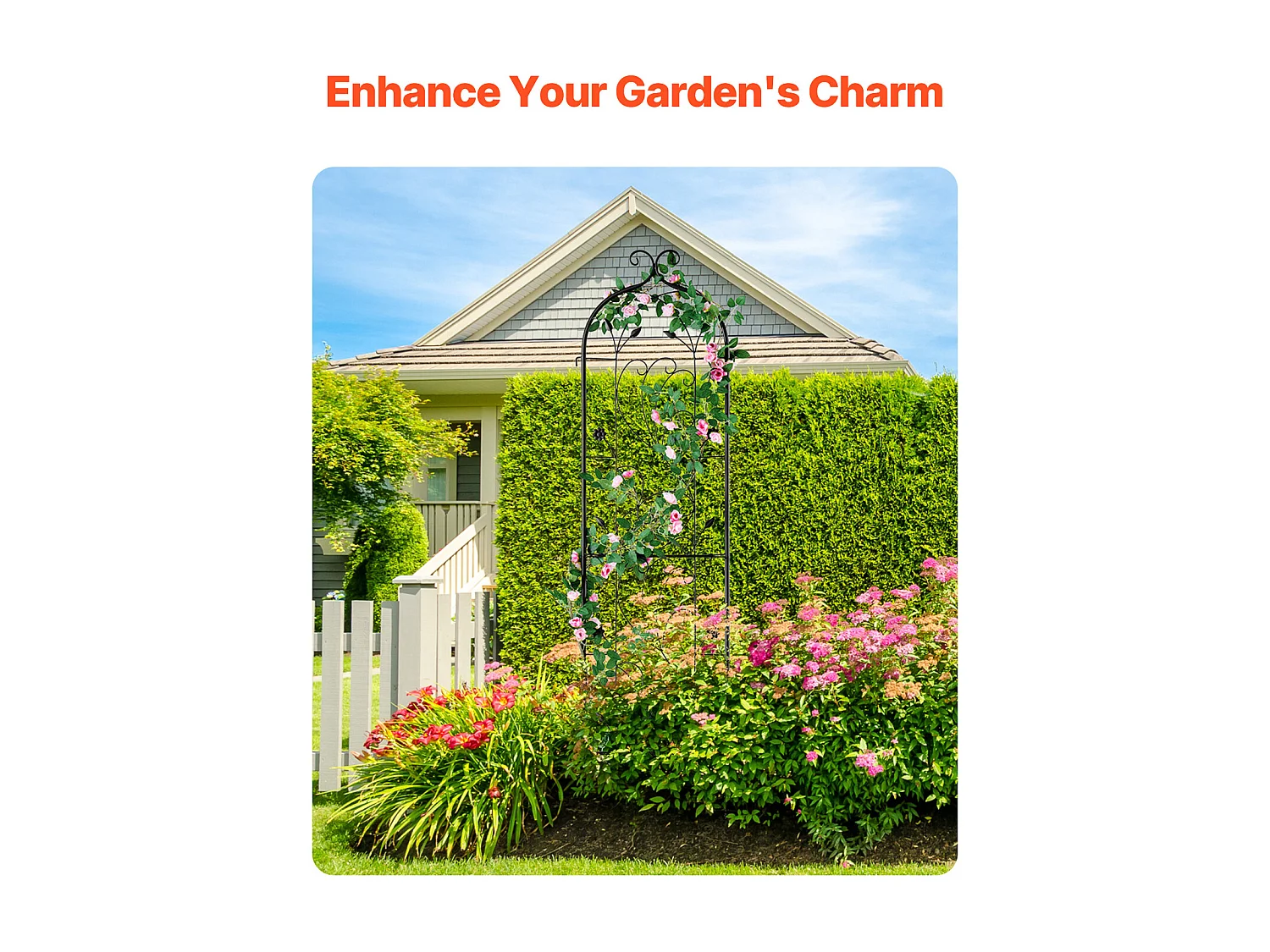 Treillis de Jardin en Métal SucceBuy, 152.4 x 38.1cm, Support Antirouille pour Plantes Grimpantes