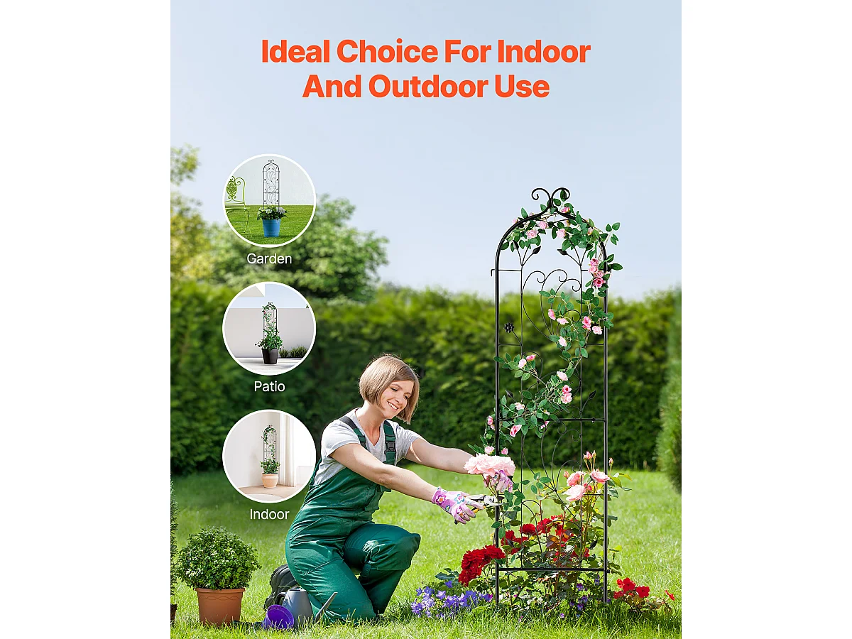 Treillis de Jardin en Métal SucceBuy, 152.4 x 38.1cm, Support Antirouille pour Plantes Grimpantes