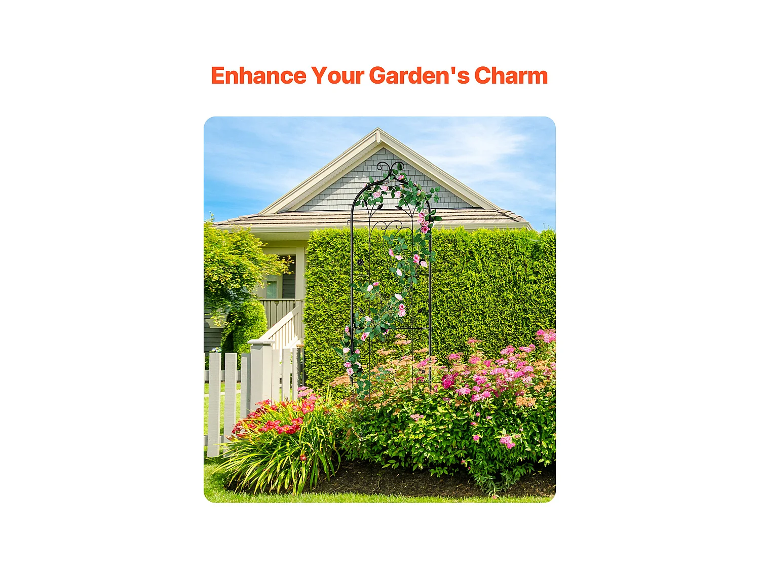 Treillis de Jardin en Métal SucceBuy, 152.4 x 38.1cm, Support Antirouille pour Plantes Grimpantes