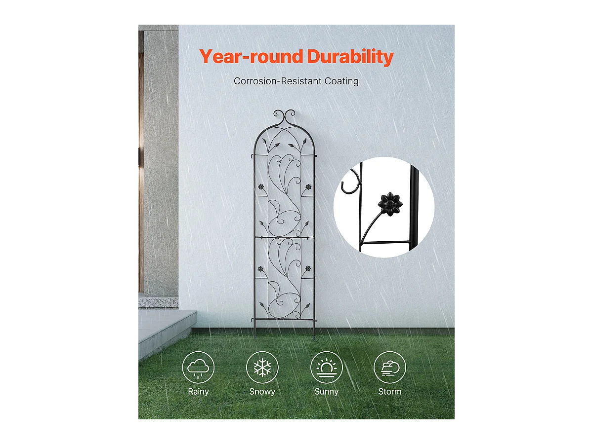 Treillis de Jardin en Métal SucceBuy, 152.4 x 38.1cm, Support Antirouille pour Plantes Grimpantes