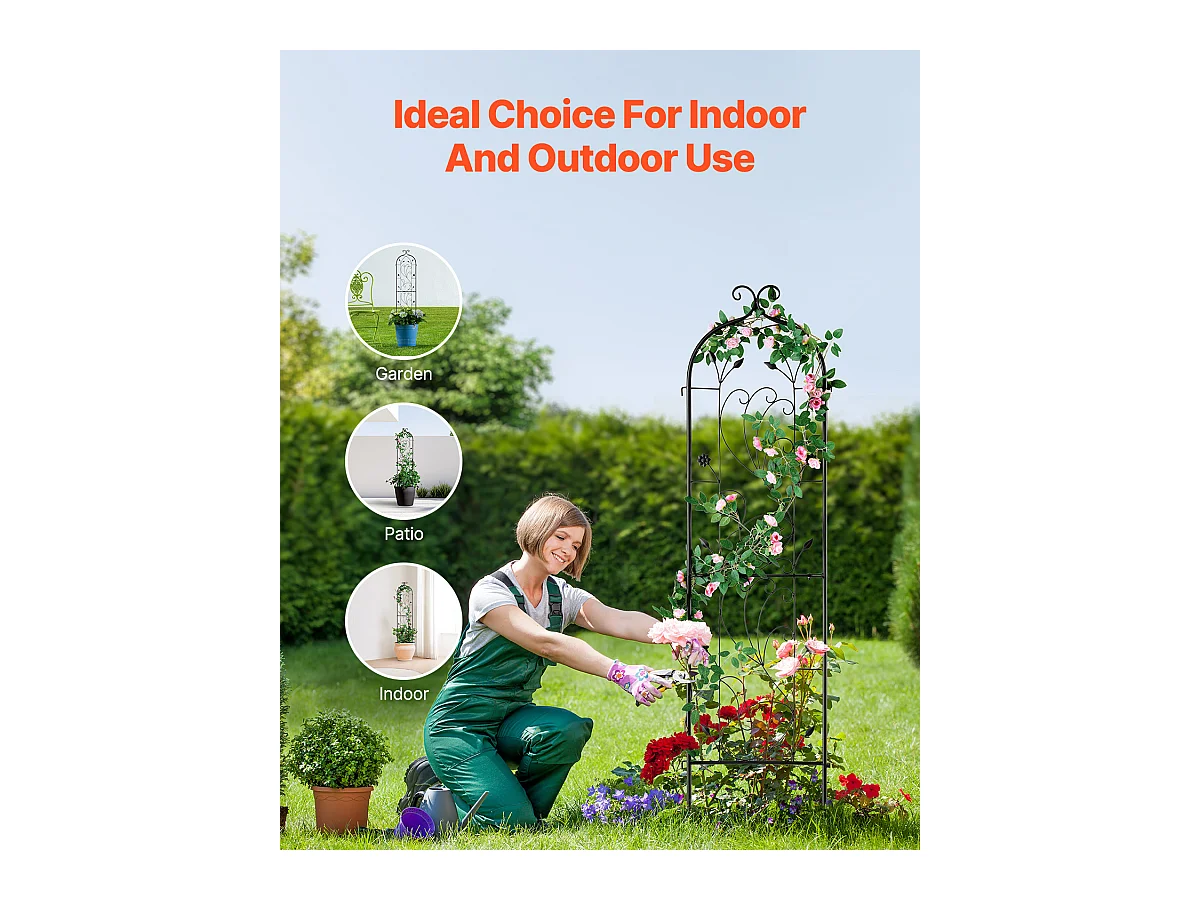 Treillis de Jardin en Métal SucceBuy, 152.4 x 38.1cm, Support Antirouille pour Plantes Grimpantes