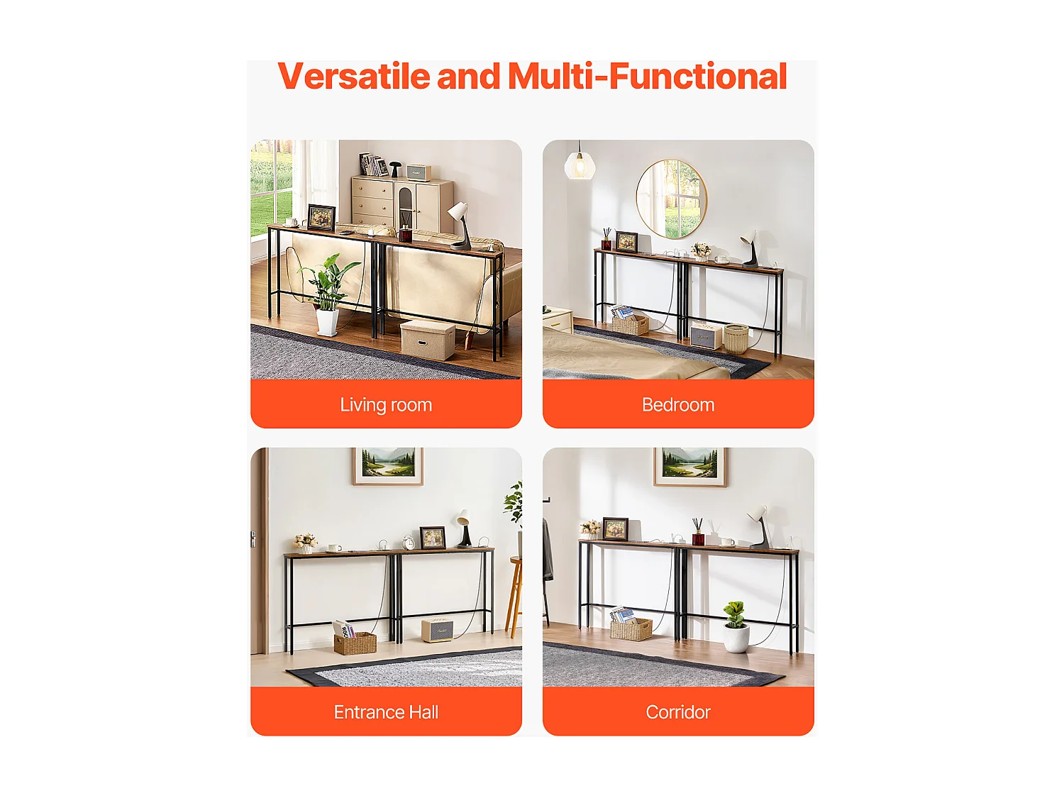 Console de Table, SucceBuy Console Étroite 2 Pièces 1 Niveau Entrée Salon Gain Place Maximal Organisation Optimale Design Élégant et Fonctionnel