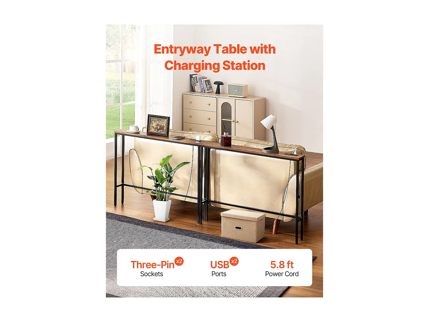 Console de Table, SucceBuy Console Étroite 2 Pièces 1 Niveau Entrée Salon Gain Place Maximal Organisation Optimale Design Élégant et Fonctionnel