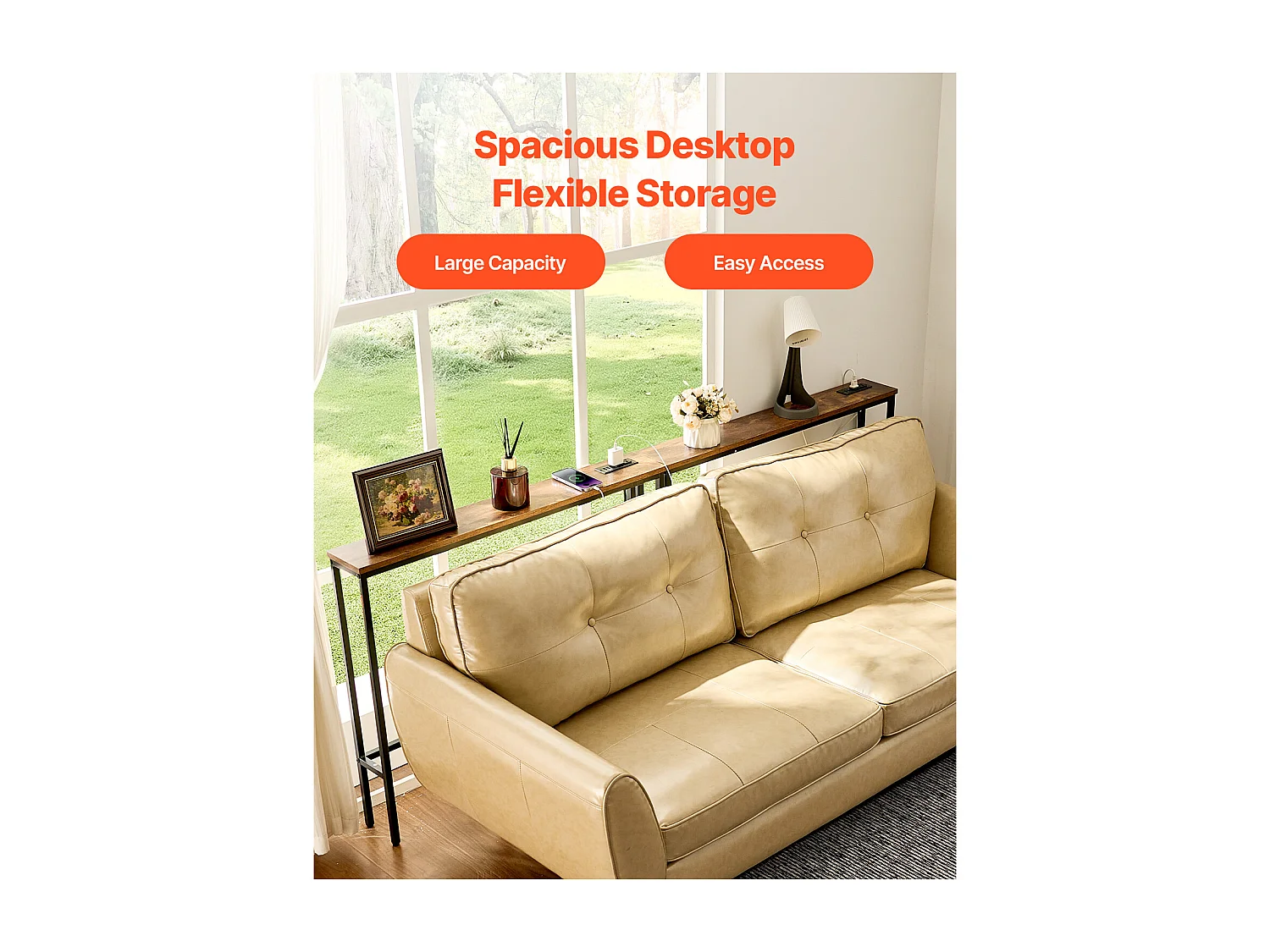 Console de Table, SucceBuy Console Étroite 2 Pièces 1 Niveau Entrée Salon Gain Place Maximal Organisation Optimale Design Élégant et Fonctionnel