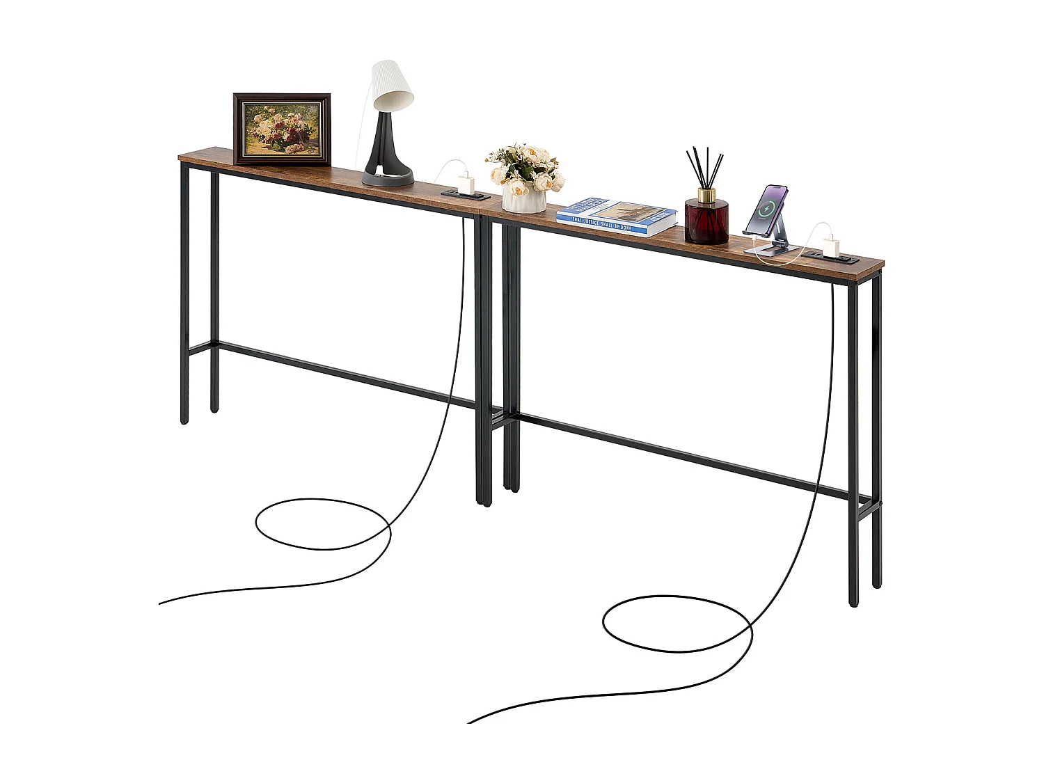 Console de Table, SucceBuy Console Étroite 2 Pièces 1 Niveau Entrée Salon Gain Place Maximal Organisation Optimale Design Élégant et Fonctionnel