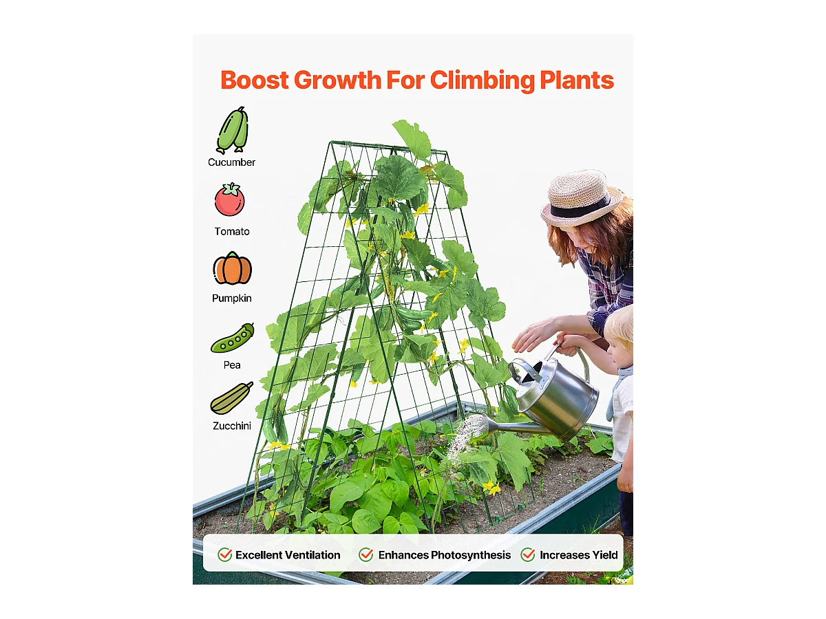 Treillis pour Concombres SucceBuy A-Frame, Treillis Métallique Pliable 116.84 x 81.28cm