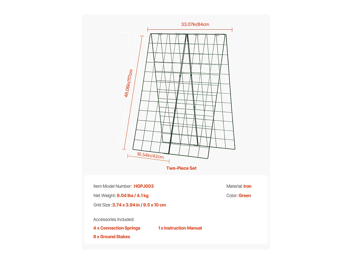 Treillis pour Concombres SucceBuy A-Frame, Treillis Métallique Pliable 116.84 x 81.28cm