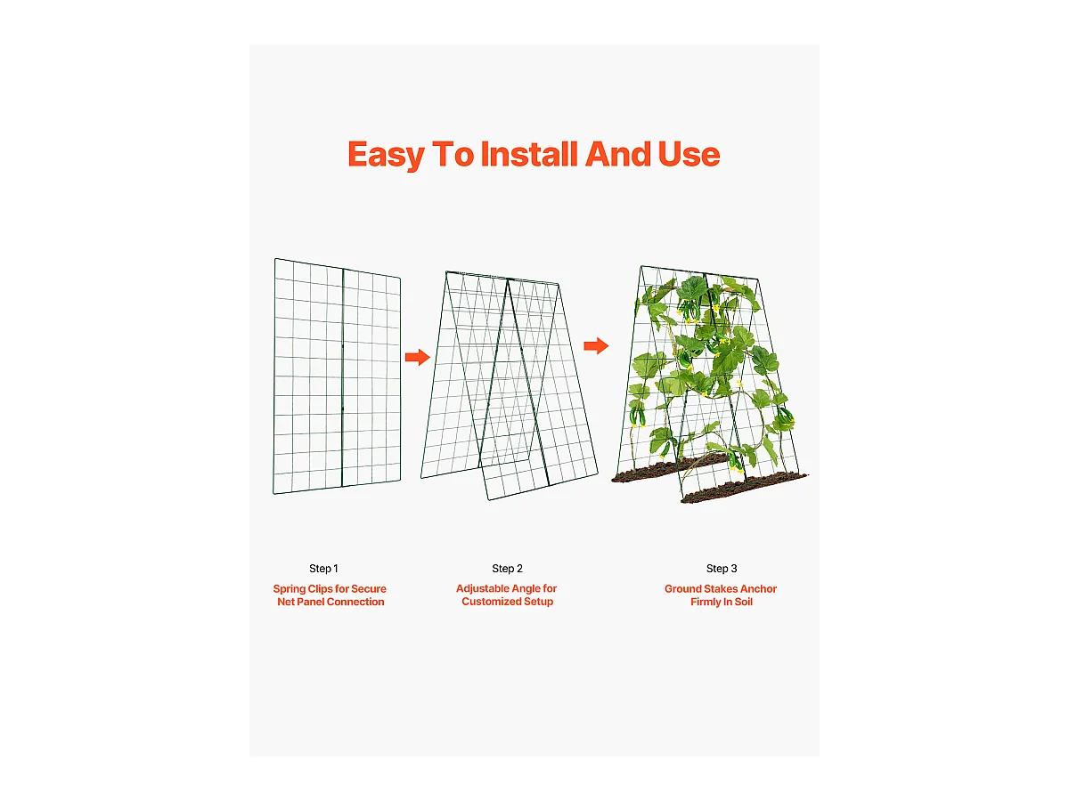 Treillis pour Concombres SucceBuy A-Frame, Treillis Métallique Pliable 116.84 x 81.28cm