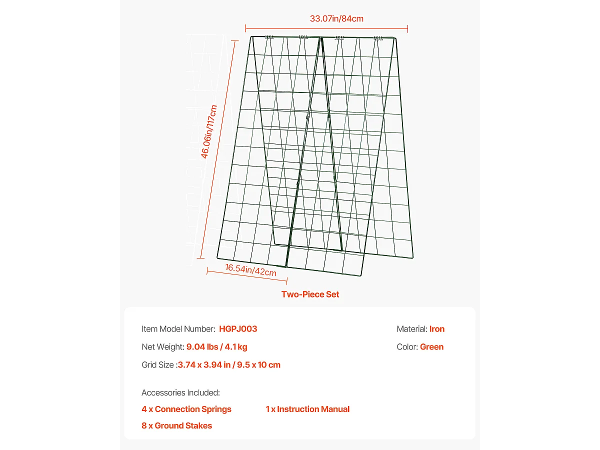 Treillis pour Concombres SucceBuy A-Frame, Treillis Métallique Pliable 116.84 x 81.28cm