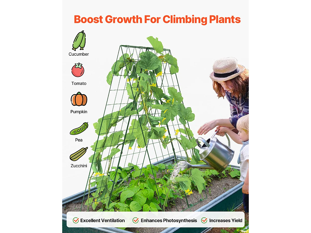 Treillis pour Concombres SucceBuy A-Frame, Treillis Métallique Pliable 116.84 x 81.28cm