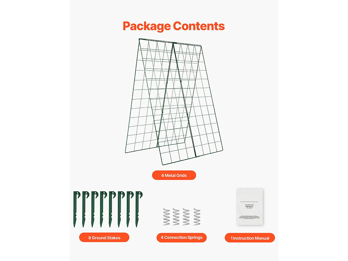 Treillis pour Concombres SucceBuy A-Frame, Treillis Métallique Pliable 116.84 x 81.28cm