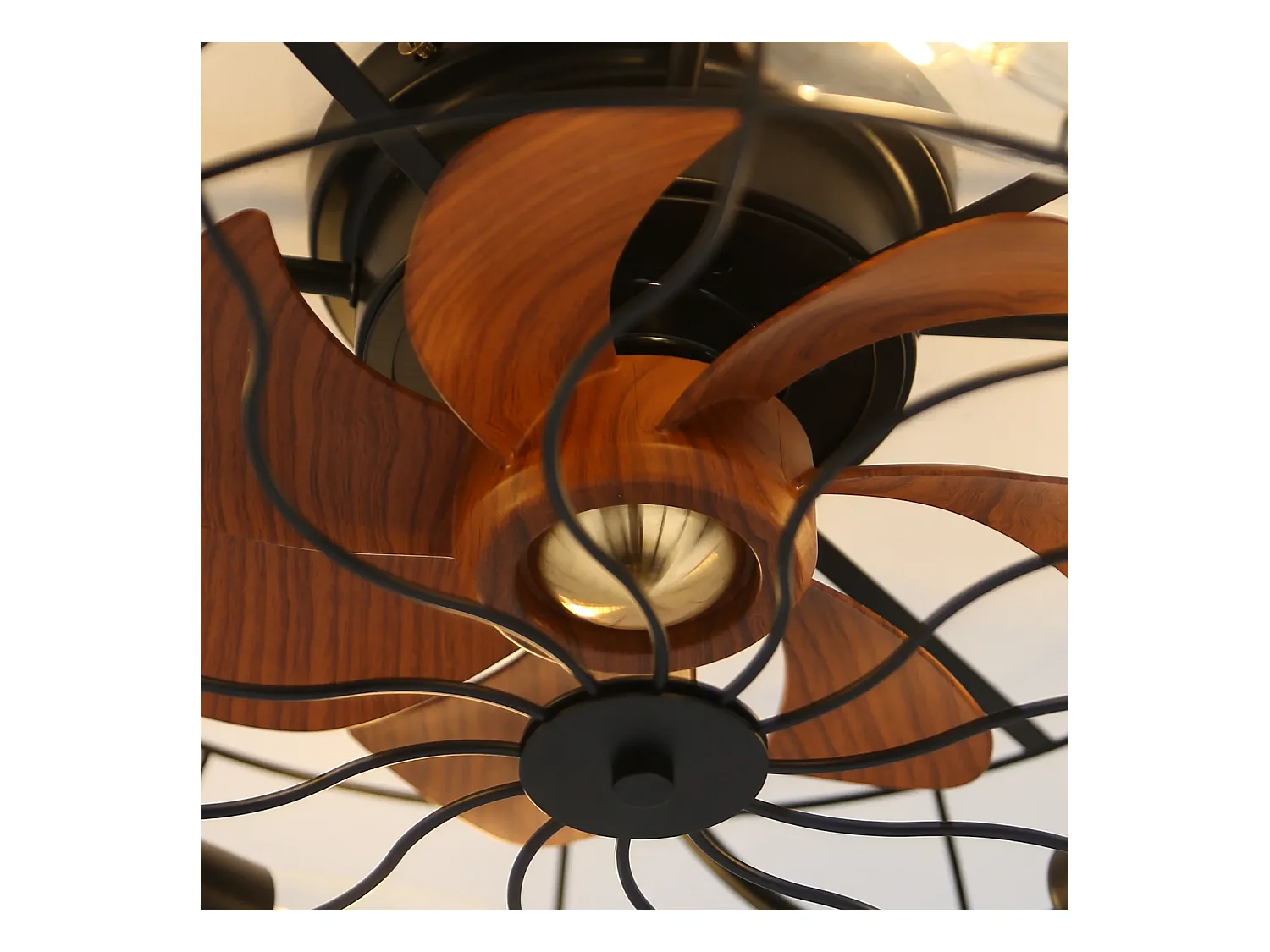 Ventilateur de plafond 20 pouces - Ventilateur de plafond avec ampoule et 7 pales en ABS - 6 vitesses réglables - pour salon