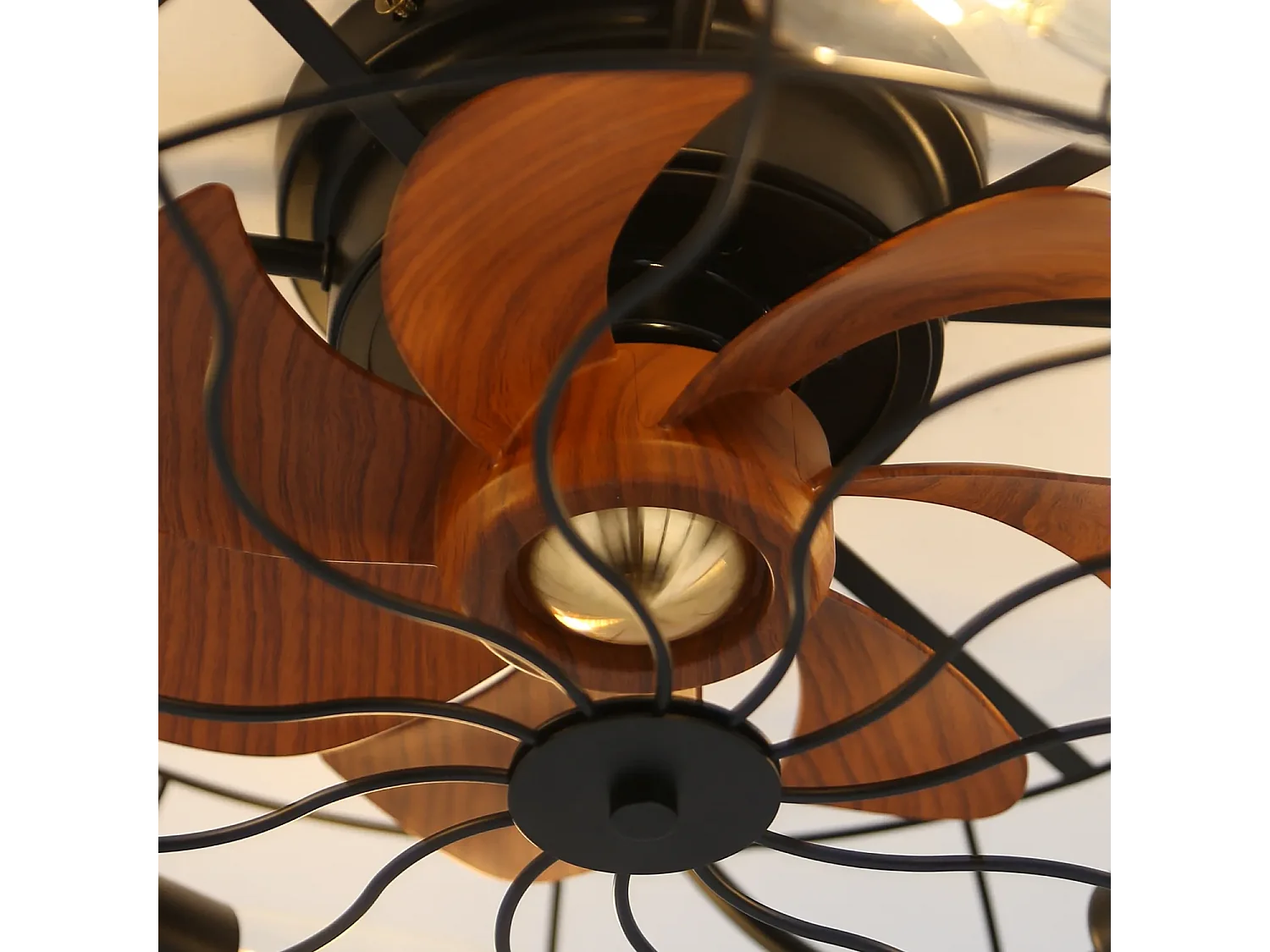 Ventilateur de plafond 20 pouces - Ventilateur de plafond avec ampoule et 7 pales en ABS - 6 vitesses réglables - pour salon