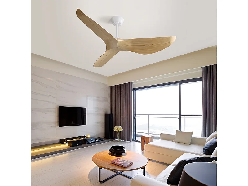 52-Zoll-Deckenventilator - Deckenventilator mit 3 ABS-Flügeln und 6-Gang-Fernbedienung - für das wohnzimmer
