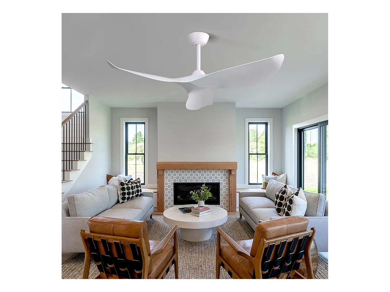 Ventilateur de plafond 52 pouces - Ventilateur de plafond avec 3 pales en ABS et télécommande 6 vitesses - pour salon