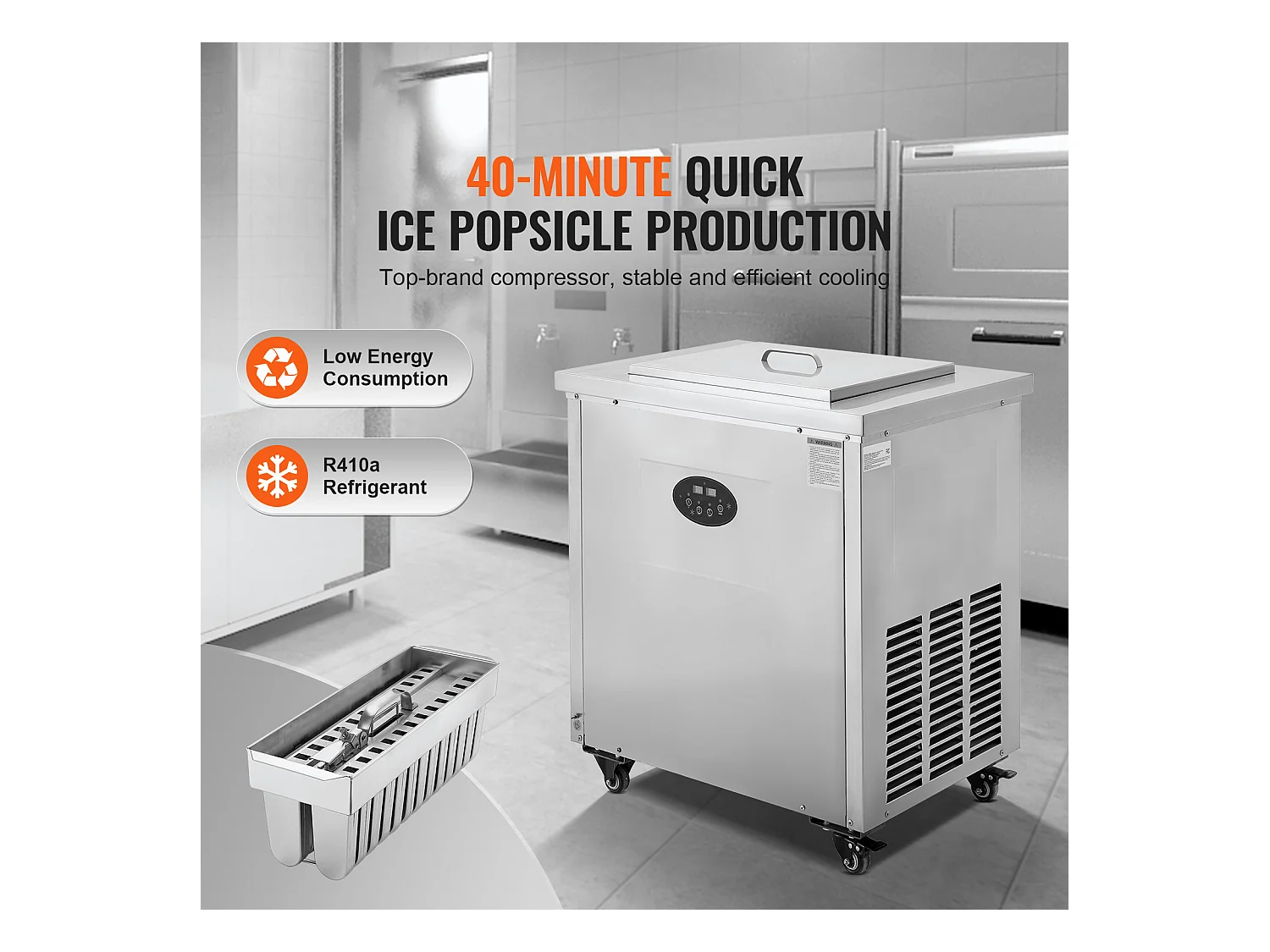 Sorbetière Machine à Glace SucceBuy Commerciale avec 2 Moules - Machine à Glace Commerciale 52 Pièces pour Entreprise