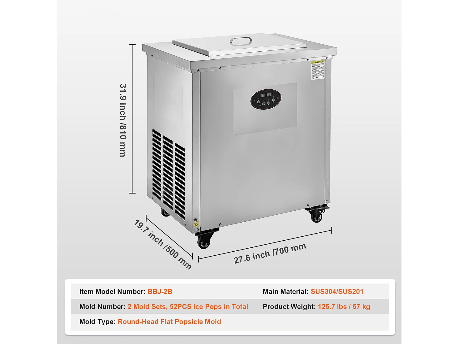 Sorbetière Machine à Glace SucceBuy Commerciale avec 2 Moules - Machine à Glace Commerciale 52 Pièces pour Entreprise