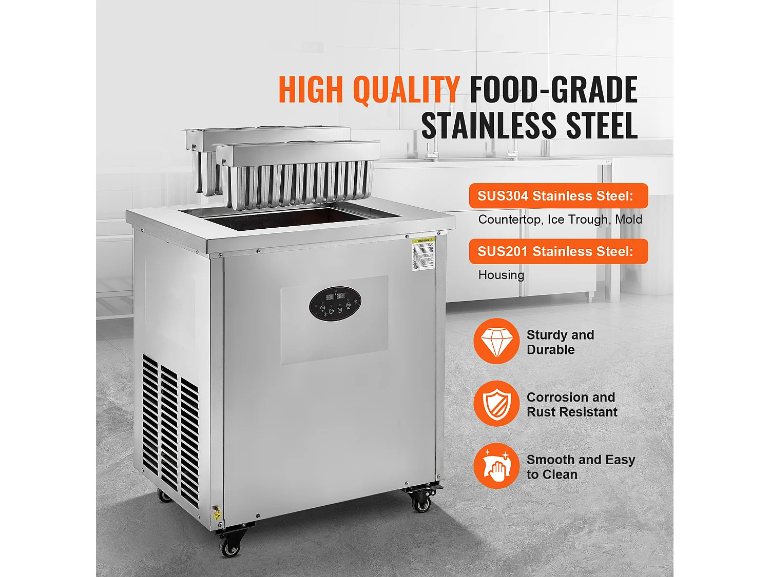 Sorbetière Machine à Glace SucceBuy Commerciale avec 2 Moules - Machine à Glace Commerciale 52 Pièces pour Entreprise