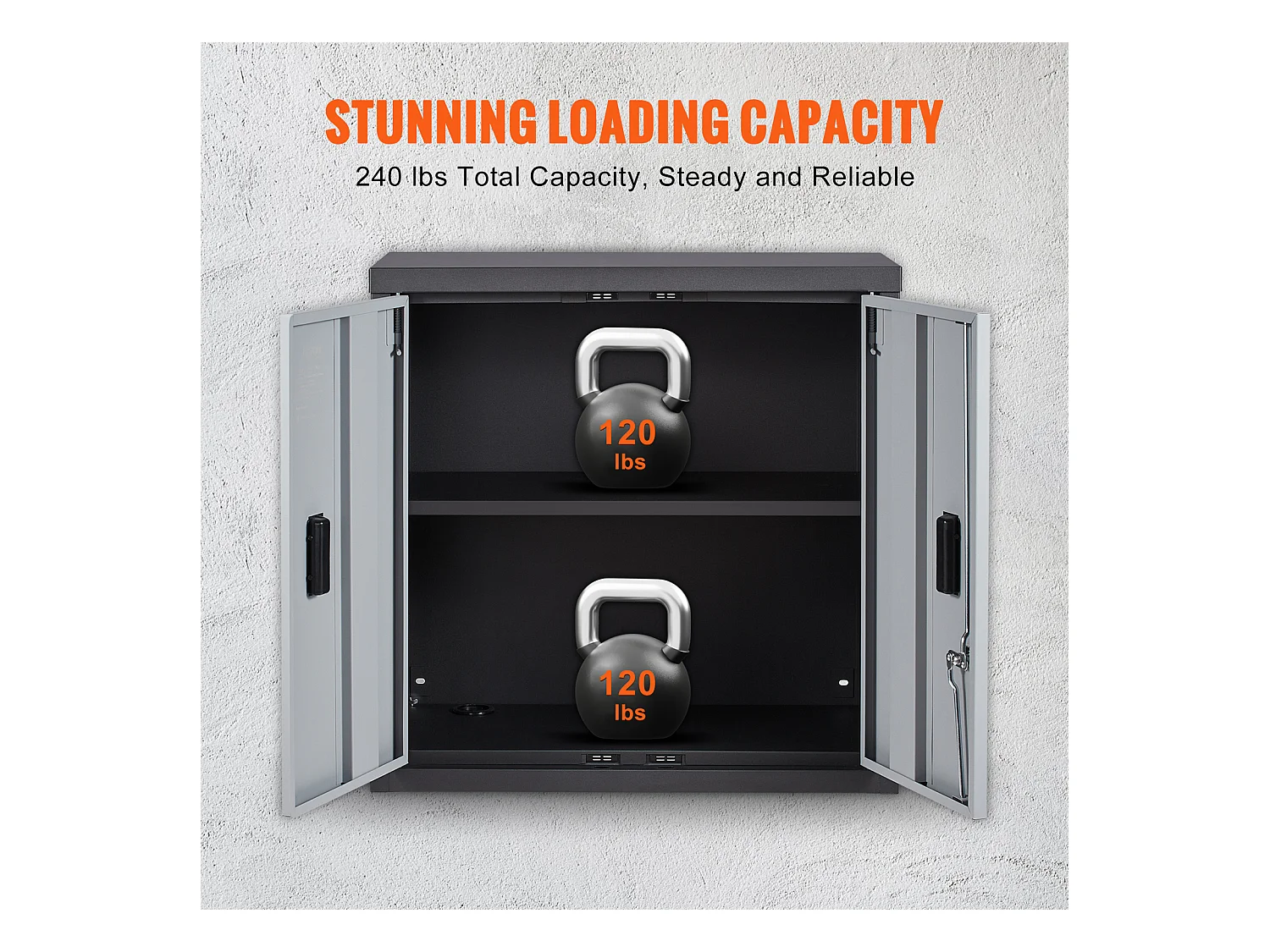 Armoire SucceBuy Murale Pliable, Rangement de Garage de 66cm, Montage Mural, 109kg, Parfaite pour Optimiser l'Espace de Stockage