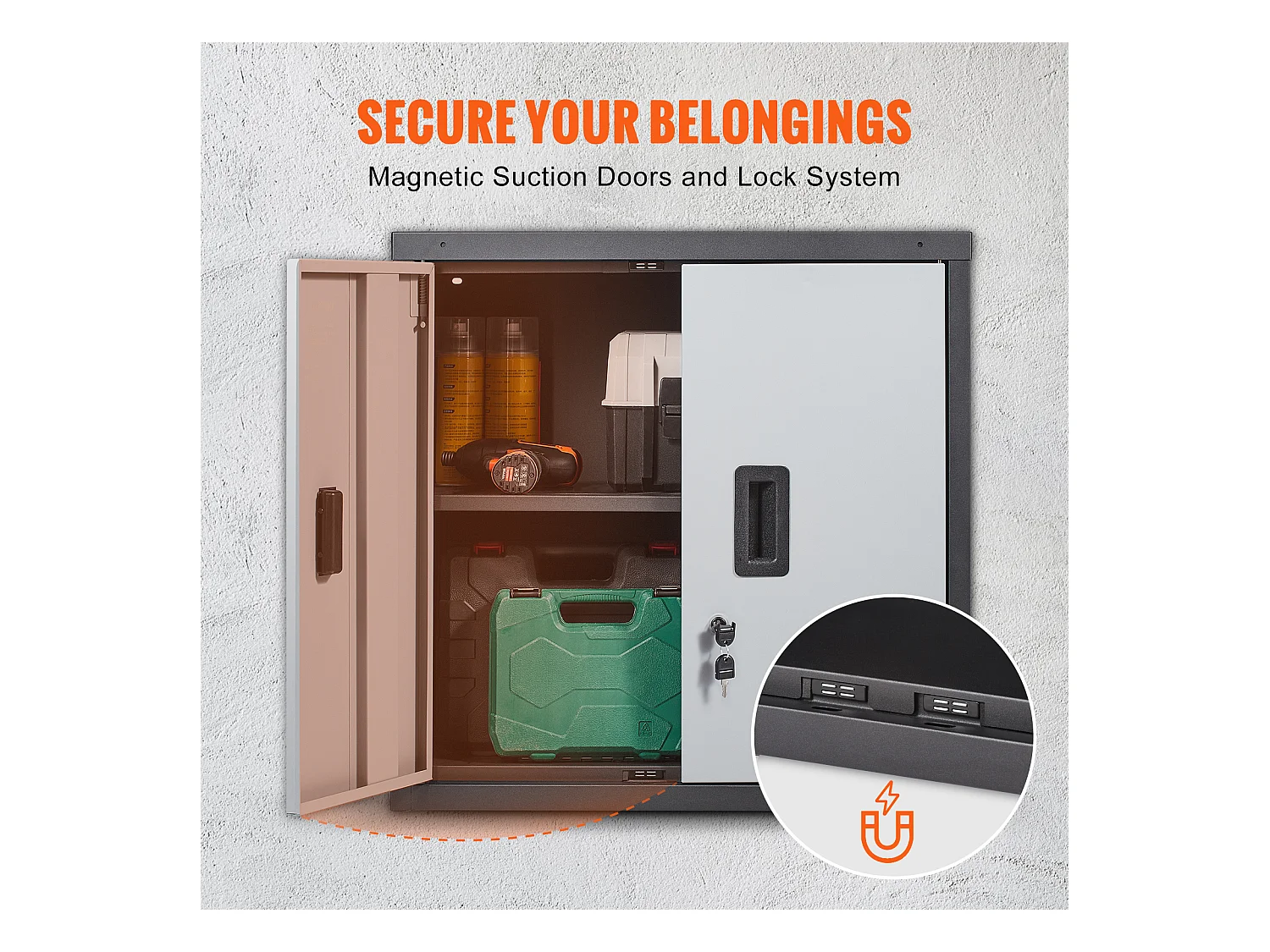 Armoire SucceBuy Murale Pliable, Rangement de Garage de 66cm, Montage Mural, 109kg, Parfaite pour Optimiser l'Espace de Stockage