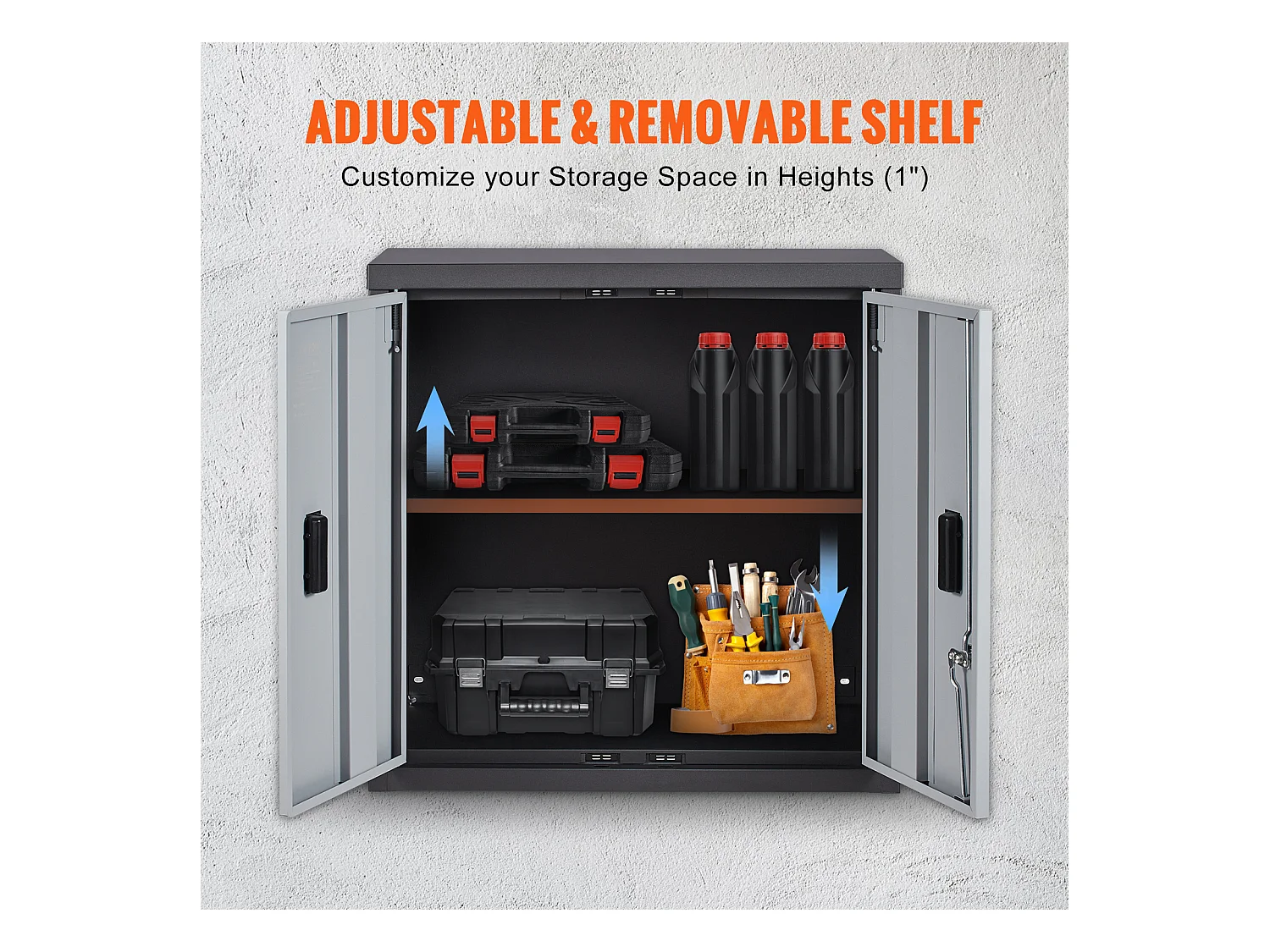 Armoire SucceBuy Murale Pliable, Rangement de Garage de 66cm, Montage Mural, 109kg, Parfaite pour Optimiser l'Espace de Stockage