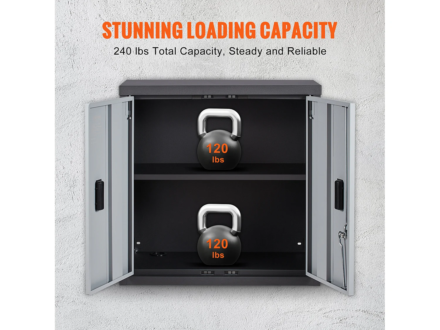 Armoire SucceBuy Murale Pliable, Rangement de Garage de 66cm, Montage Mural, 109kg, Parfaite pour Optimiser l'Espace de Stockage