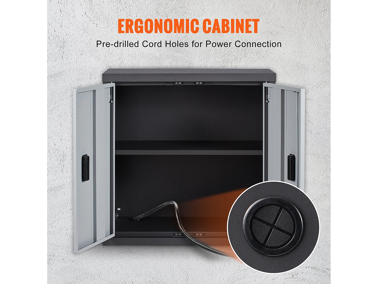 Armoire SucceBuy Murale Pliable, Rangement de Garage de 66cm, Montage Mural, 109kg, Parfaite pour Optimiser l'Espace de Stockage