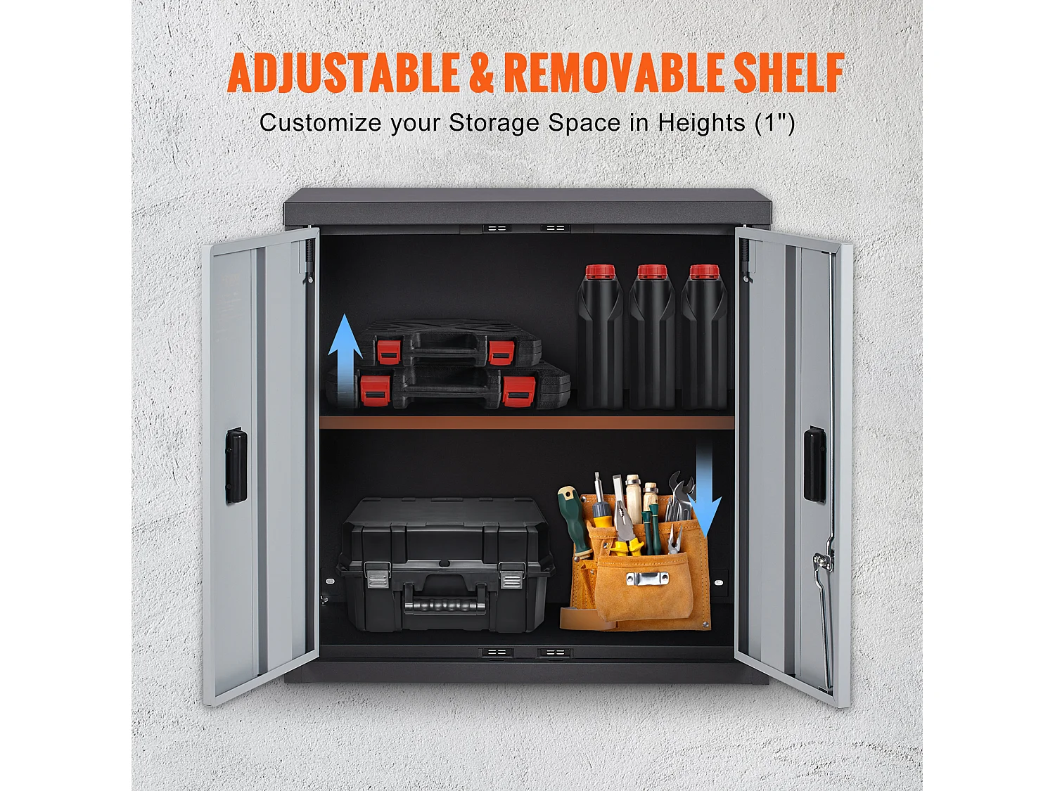 Armoire SucceBuy Murale Pliable, Rangement de Garage de 66cm, Montage Mural, 109kg, Parfaite pour Optimiser l'Espace de Stockage