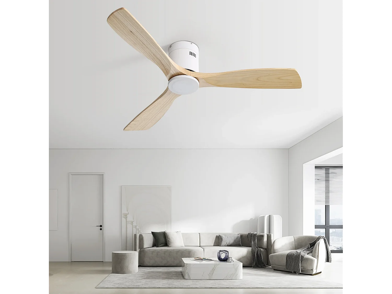 52 Zoll Deckenventilator - 3-Blatt-Deckenventilator mit Fernbedienung - 6 windgeschwindigkeiten - für wohnzimmer und schlafzimmer