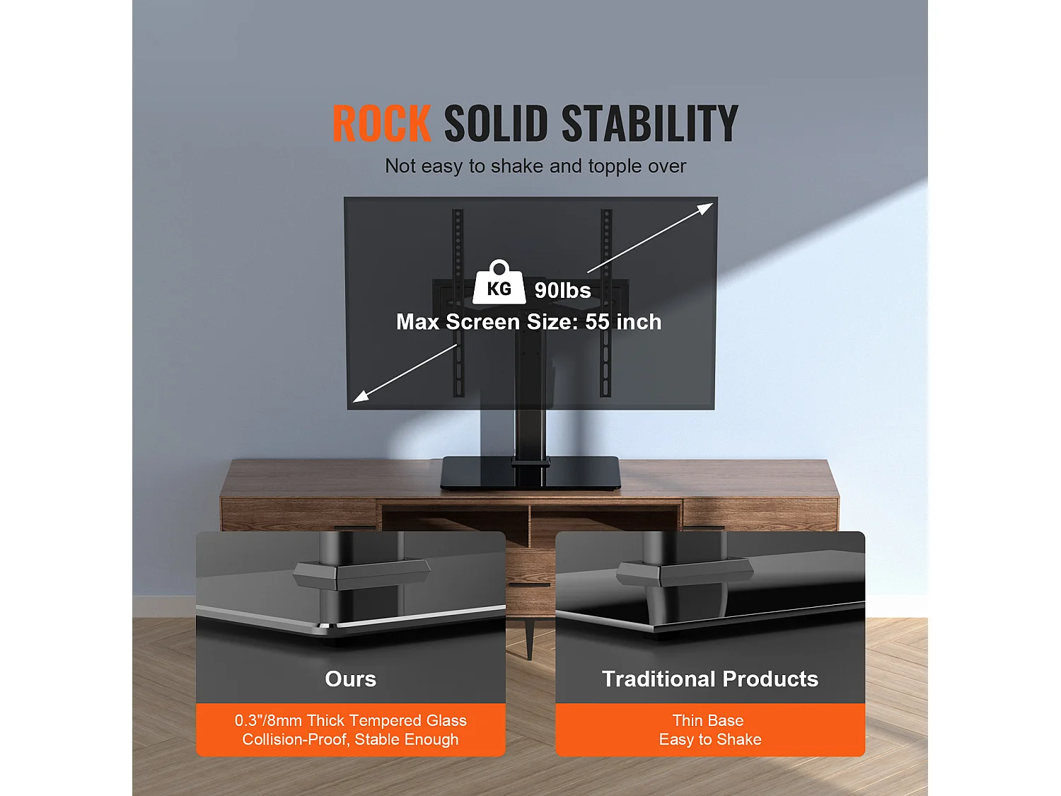 Soporte de TV SucceBuy 81-140cm Giratorio de Altura Ajustable, Soporte de TV Universal, Ofreciendo una Experiencia de Visualización Cómoda