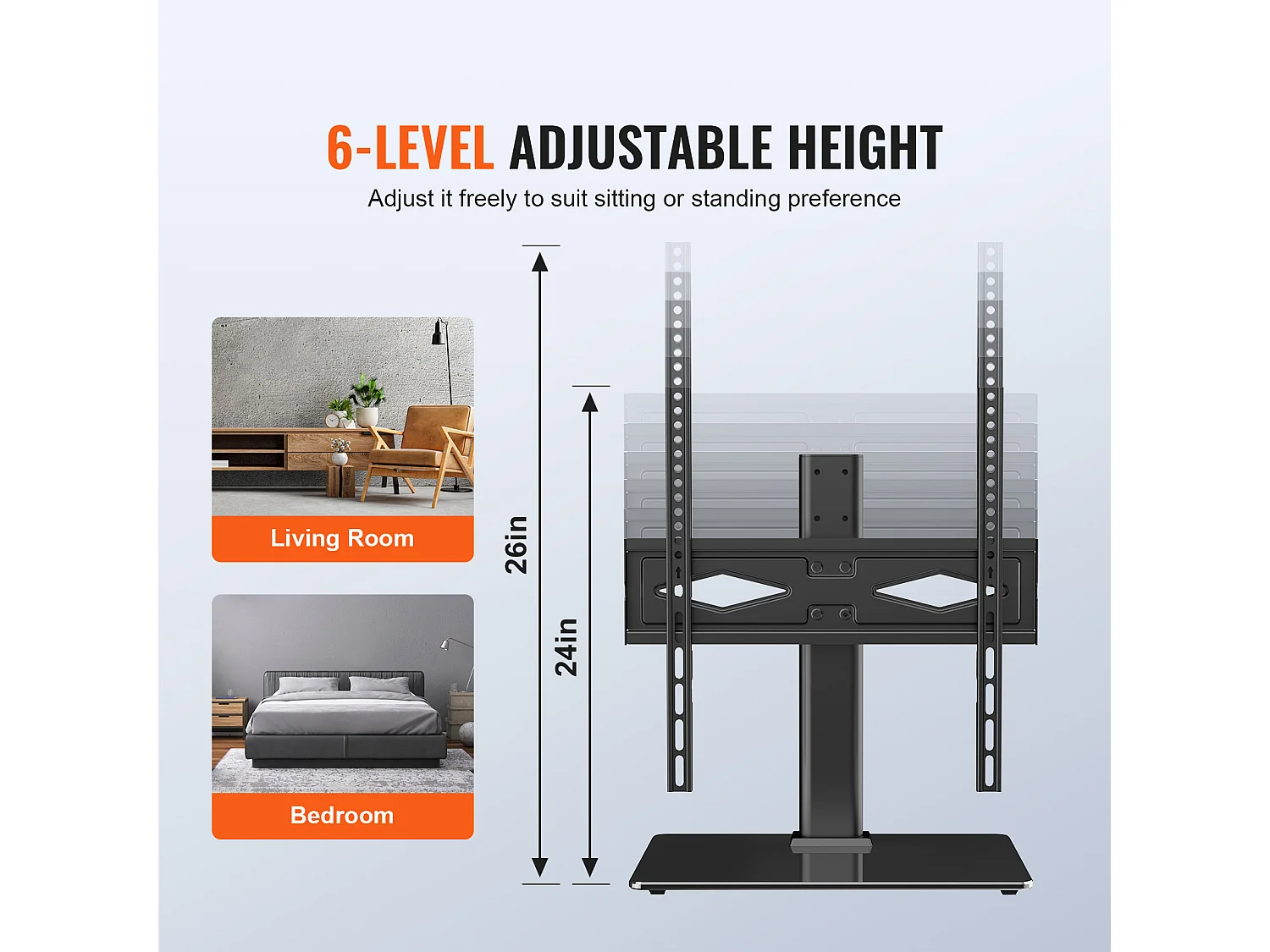 Soporte de TV SucceBuy 81-140cm Giratorio de Altura Ajustable, Soporte de TV Universal, Ofreciendo una Experiencia de Visualización Cómoda