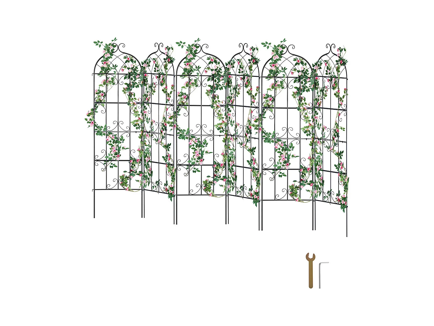 Treillis de Jardin SucceBuy Lot de 4 Treillis de Jardin en Métal 180.34 x 50.8 cm, Support pour Plantes Grimpantes, Antirouille