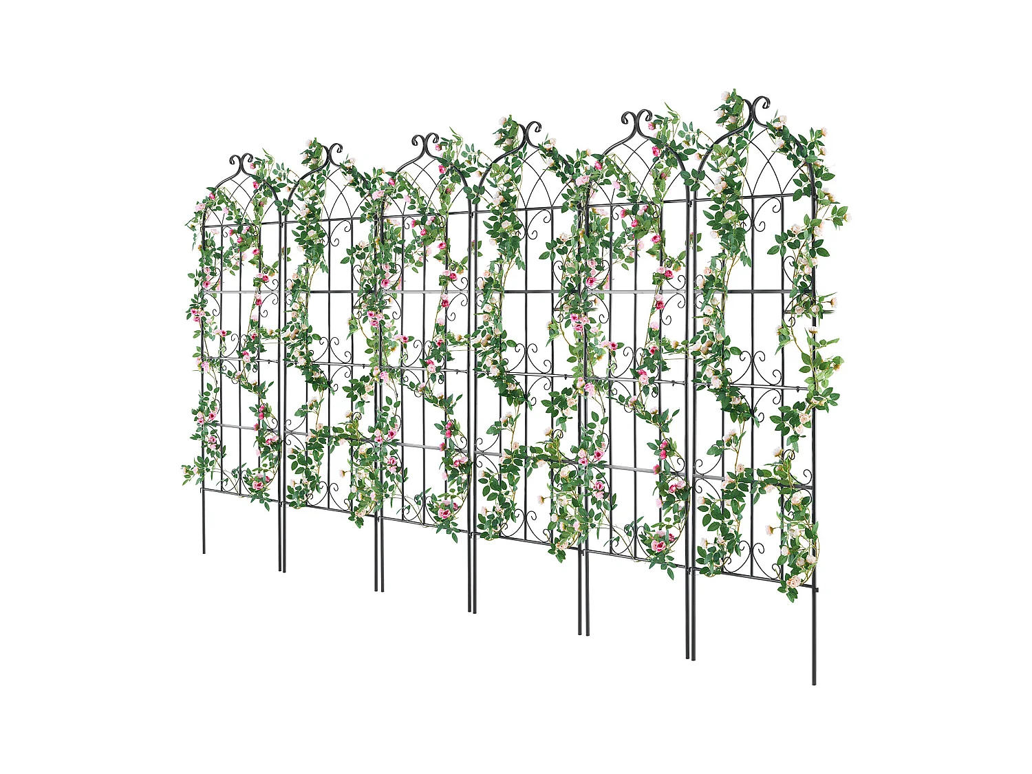 Treillis de Jardin SucceBuy Lot de 4 Treillis de Jardin en Métal 180.34 x 50.8 cm, Support pour Plantes Grimpantes, Antirouille