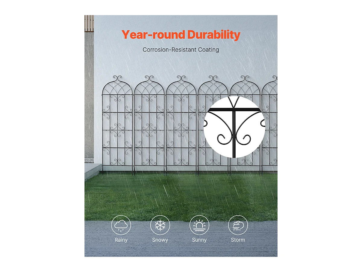 Treillis de Jardin SucceBuy Lot de 4 Treillis de Jardin en Métal 180.34 x 50.8 cm, Support pour Plantes Grimpantes, Antirouille