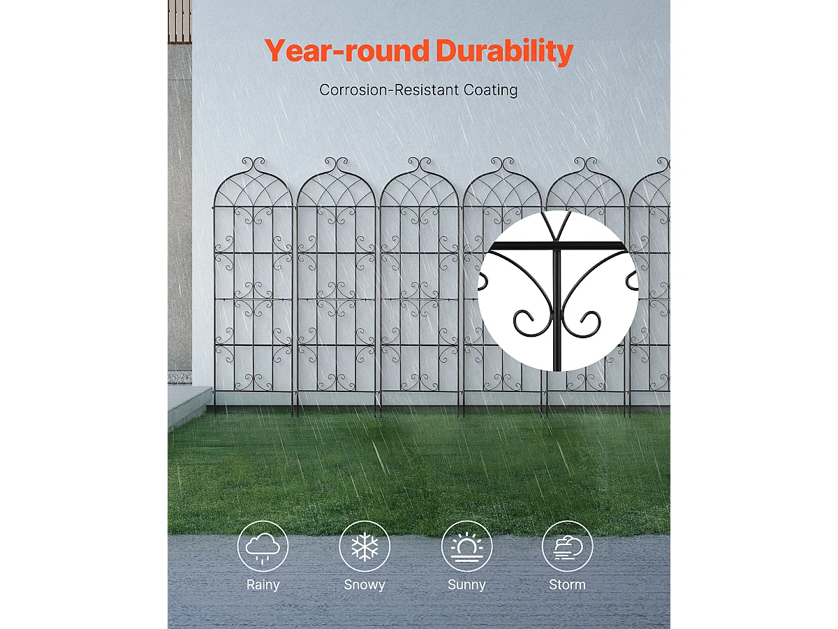 Treillis de Jardin SucceBuy Lot de 4 Treillis de Jardin en Métal 180.34 x 50.8 cm, Support pour Plantes Grimpantes, Antirouille