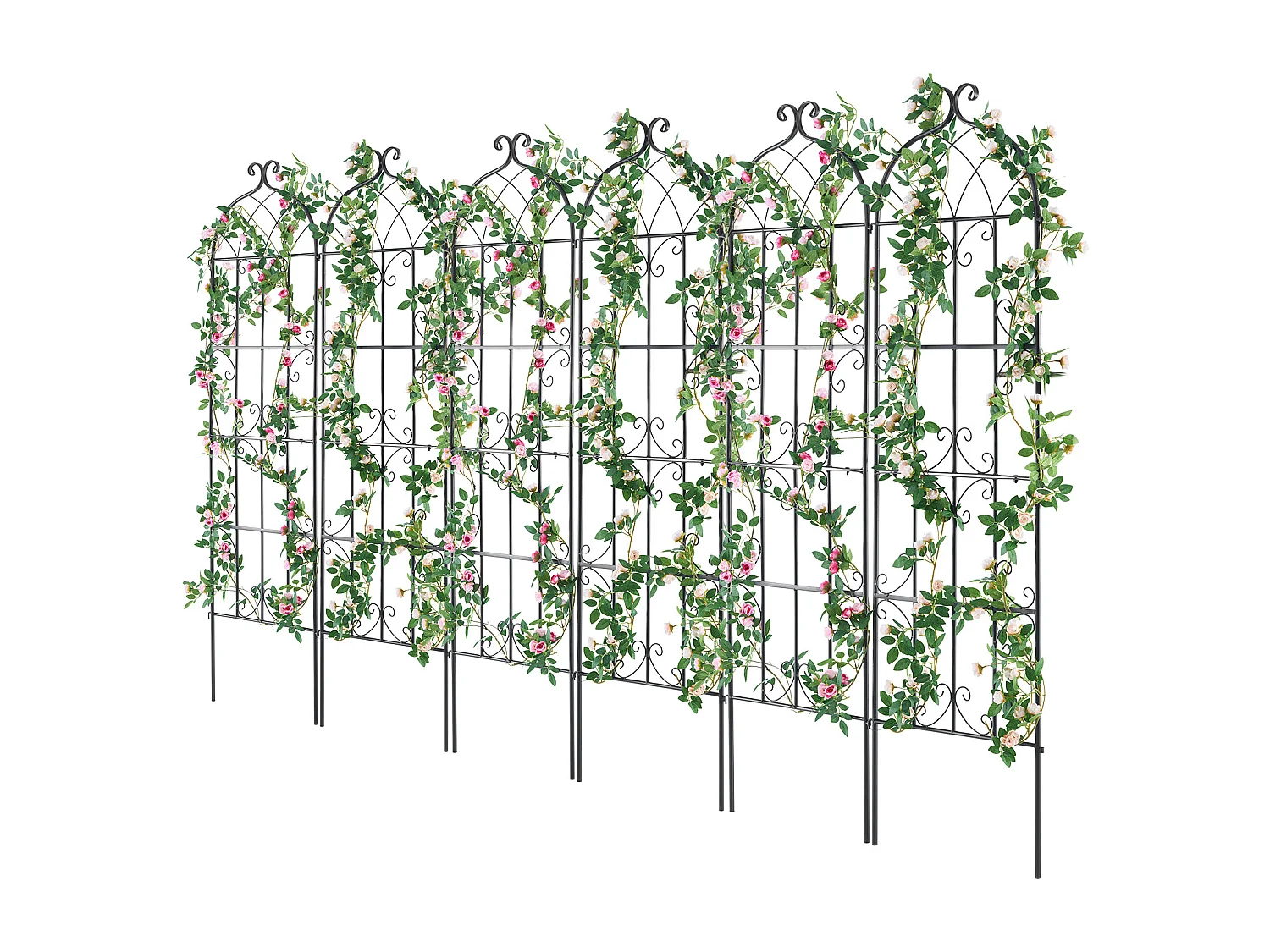 Treillis de Jardin SucceBuy Lot de 4 Treillis de Jardin en Métal 180.34 x 50.8 cm, Support pour Plantes Grimpantes, Antirouille