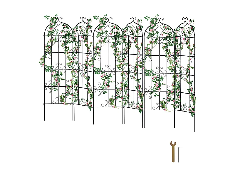 Gartenrankgitter SucceBuy Set Von 4 Gartenrankgittern Aus Metall 180.34 X 50.8 Cm, Halterung Für Kletterpflanzen, Rostschutz