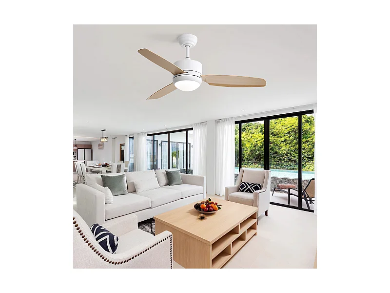 Weißer Deckenventilator - Deckenventilator mit LED-Licht und 3 ABS-Flügeln - 6 Arten von ventilatoren mit fernbedienung - für das wohnzimmer