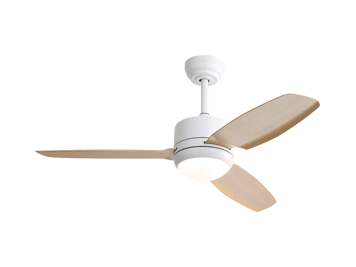 Ventilateur de plafond blanc - Ventilateur de plafond avec lumière LED et 3 pales en ABS - 6 types de ventilateurs avec télécommande - pour salon