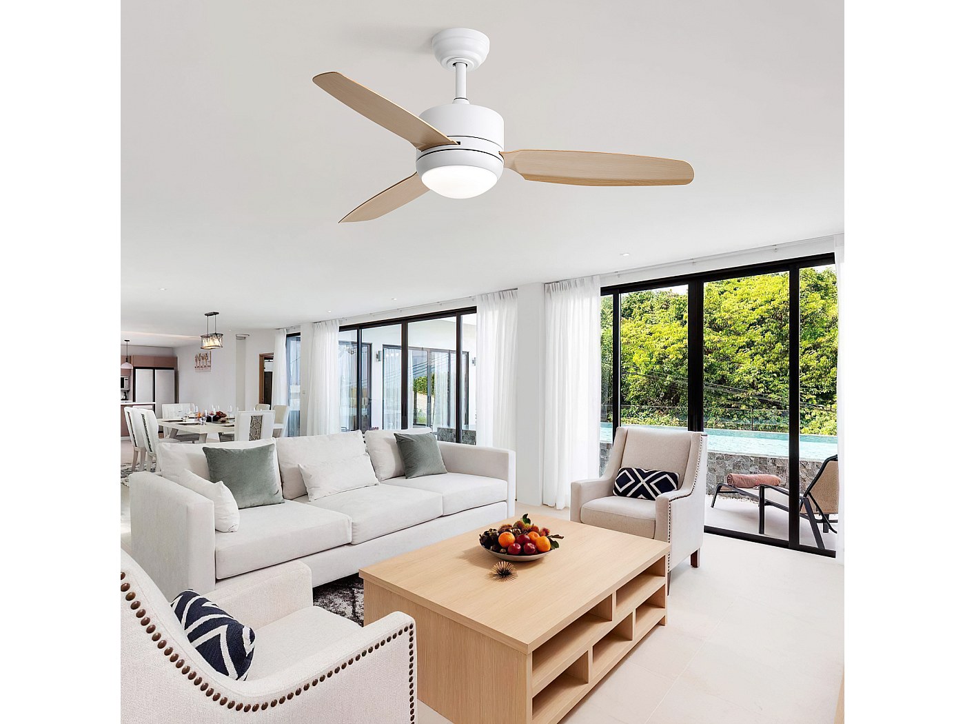 Ventilatore Da Soffitto Bianco - Ventilatore Da Soffitto Con Luce LED E 3 Pale In Abs 6 Tipi Di Ventilatori Con Telecomando Per Soggiorno 1