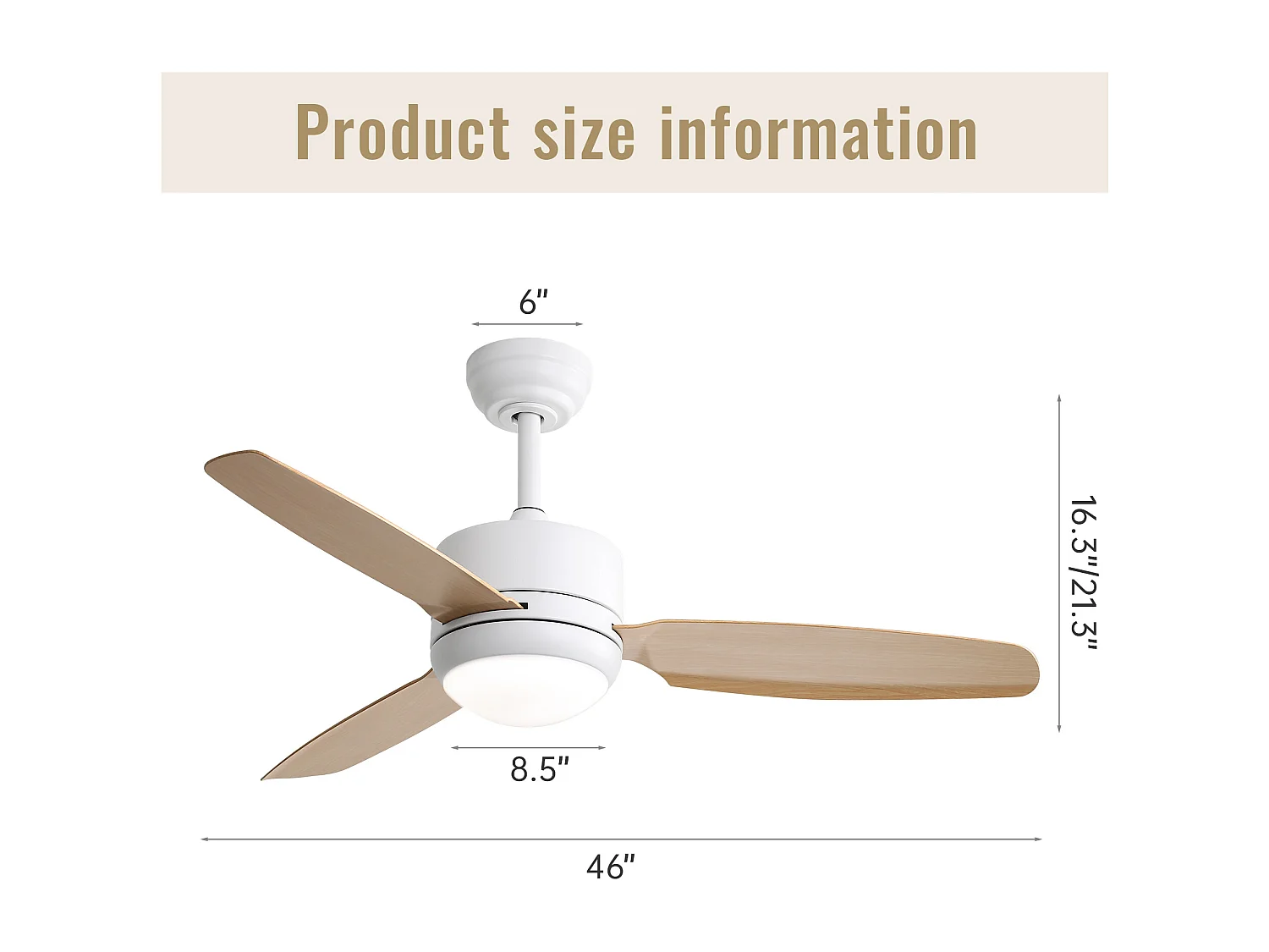 Weißer Deckenventilator - Deckenventilator mit LED-Licht und 3 ABS-Flügeln - 6 Arten von ventilatoren mit fernbedienung - für das wohnzimmer