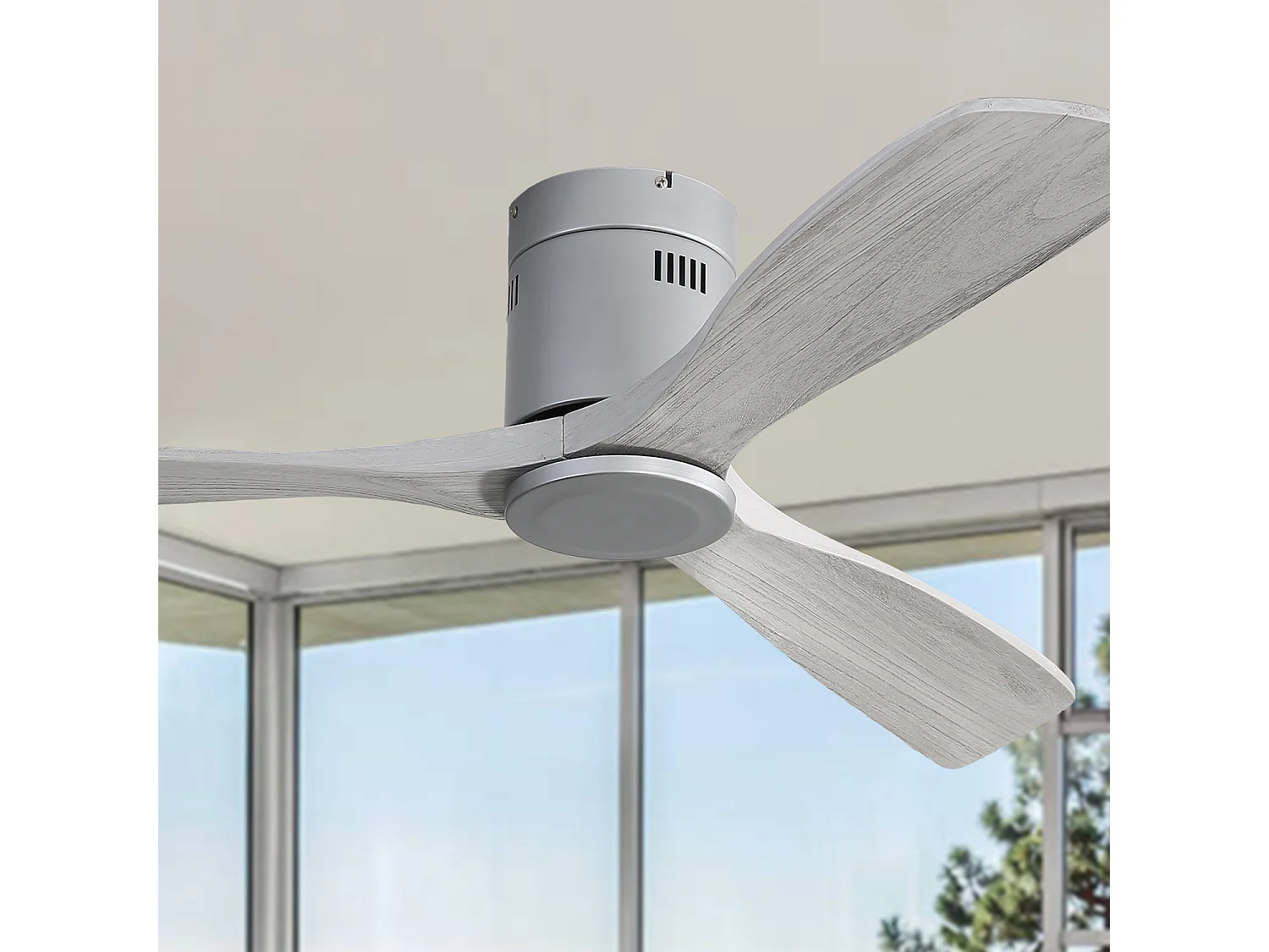 Ventilateur de plafond 52 pouces - Ventilateur de plafond à 3 pales et télécommande - 6 vitesses de vent - pour salon et chambre