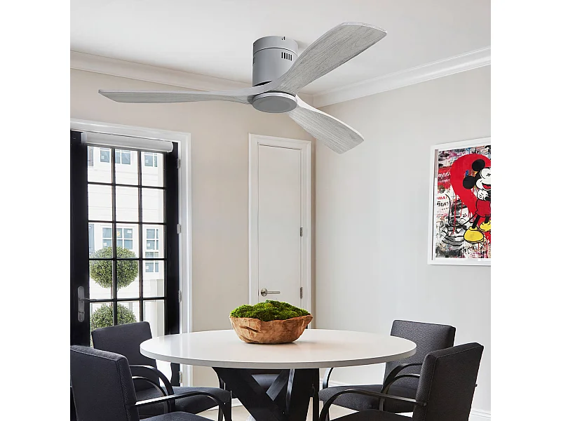 Ventilateur de plafond 52 pouces - Ventilateur de plafond à 3 pales et télécommande - 6 vitesses de vent - pour salon et chambre