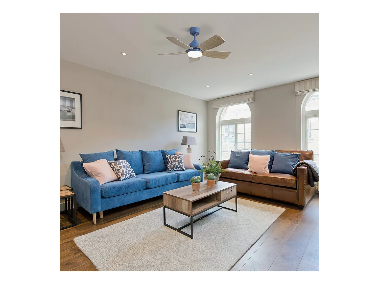 Ventilatore da soffitto blu scuro da 42 pollici - Ventilatore da soffitto con luce LED e 5 pale in ABS - per camera da letto e soggiorno