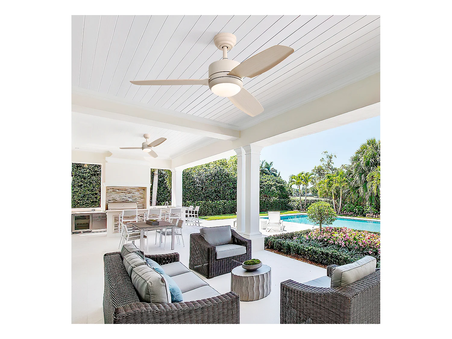 beige Deckenventilator - Deckenventilator mit LED-Licht und 3 ABS-Flügeln - 6 Arten von ventilatoren mit fernbedienung - für das wohnzimmer