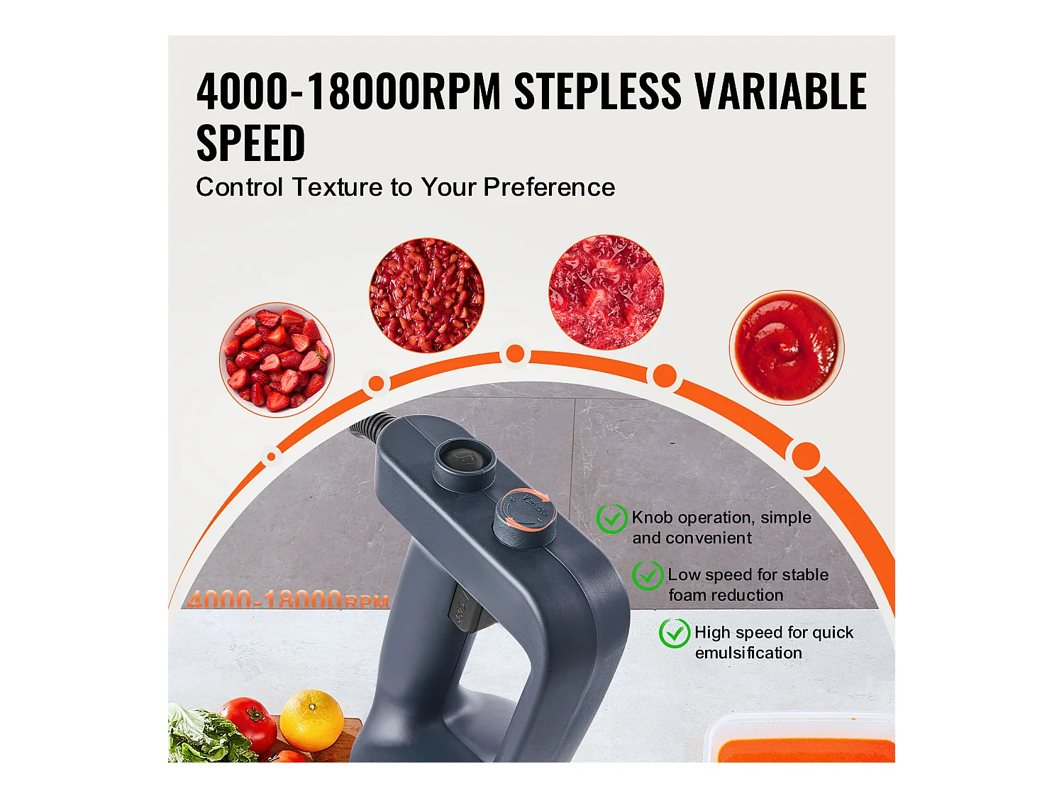 Mixeur Plongeant Commercial SucceBuy, 500 W, Vitesse Variable, Idéal pour Diverses Sauces, Soupes et Plus Encore