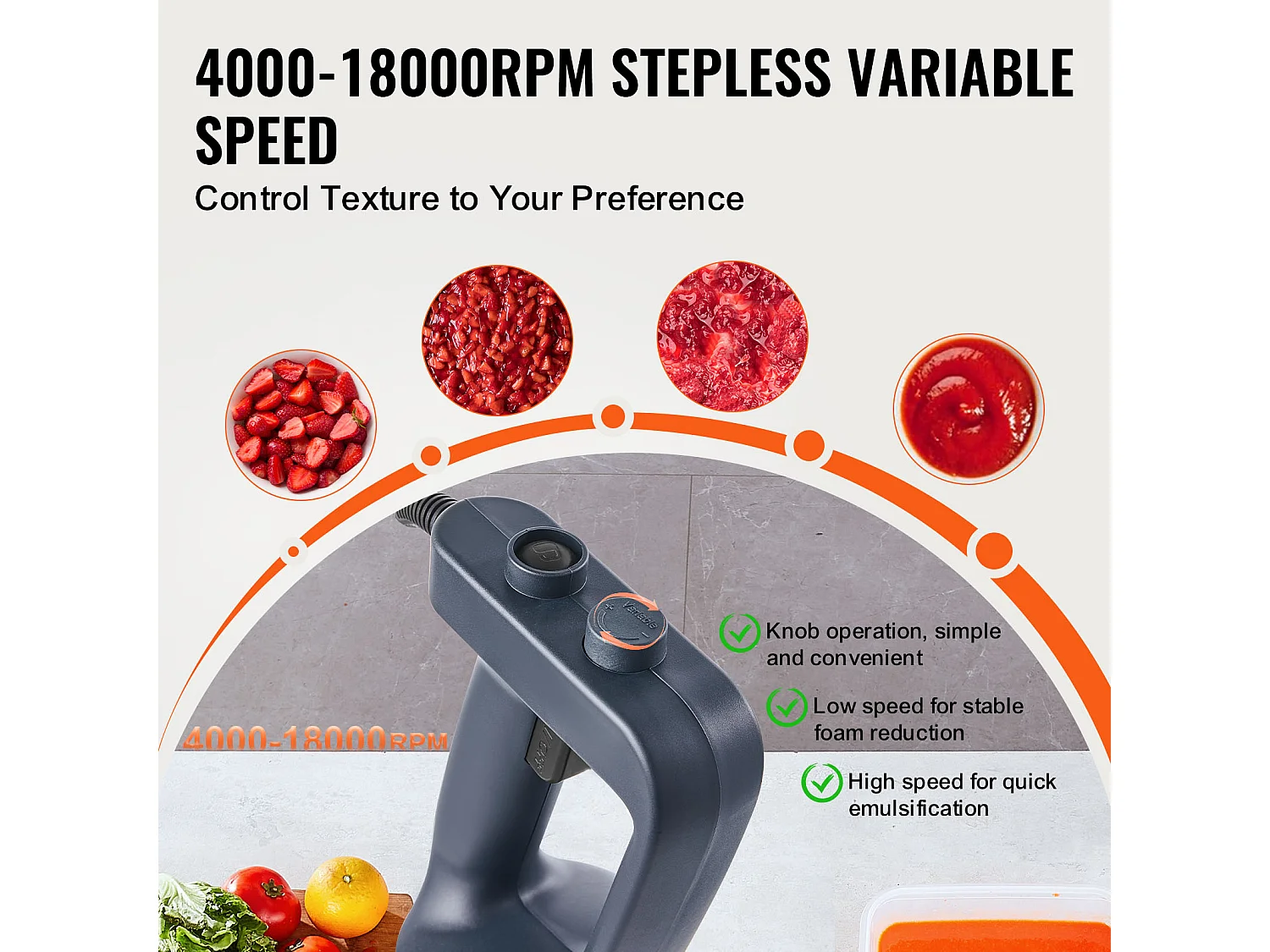 Mixeur Plongeant Commercial SucceBuy, 500 W, Vitesse Variable, Idéal pour Diverses Sauces, Soupes et Plus Encore